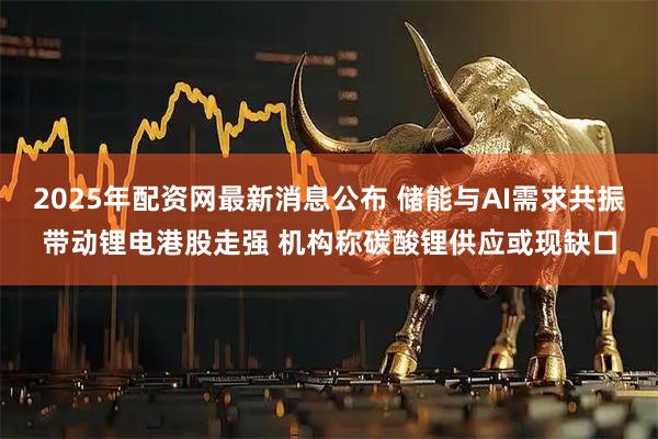 2025年配资网最新消息公布 储能与AI需求共振带动锂电港股走强 机构称碳酸锂供应或现缺口